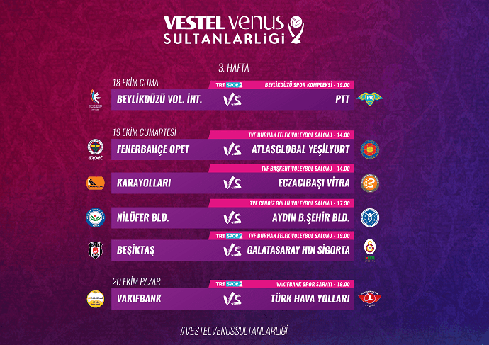 Vestel Venus Sultanlar Ligi'nde 3. Hafta Başlıyor