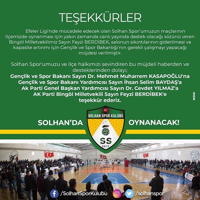 Solhan Spor'a Salon Müjdesi