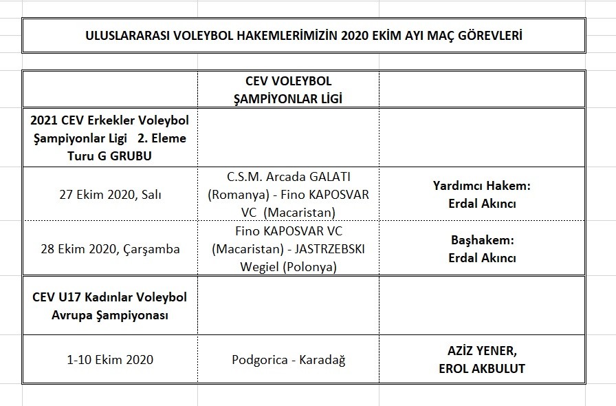 Aziz Yener, Erol Akbulut ve Erdal Akıncı'ya CEV'den görev