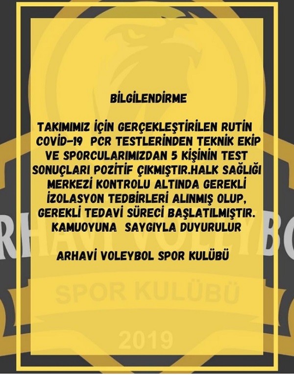 Efeler Ligi Takımında Covid-19 vakaları