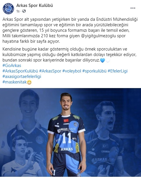 Arkas Spor'dan Yiğit Gülmezoğlu Paylaşımı Arkas Spor'dan Yiğit Gülmezoğlu Paylaşımı