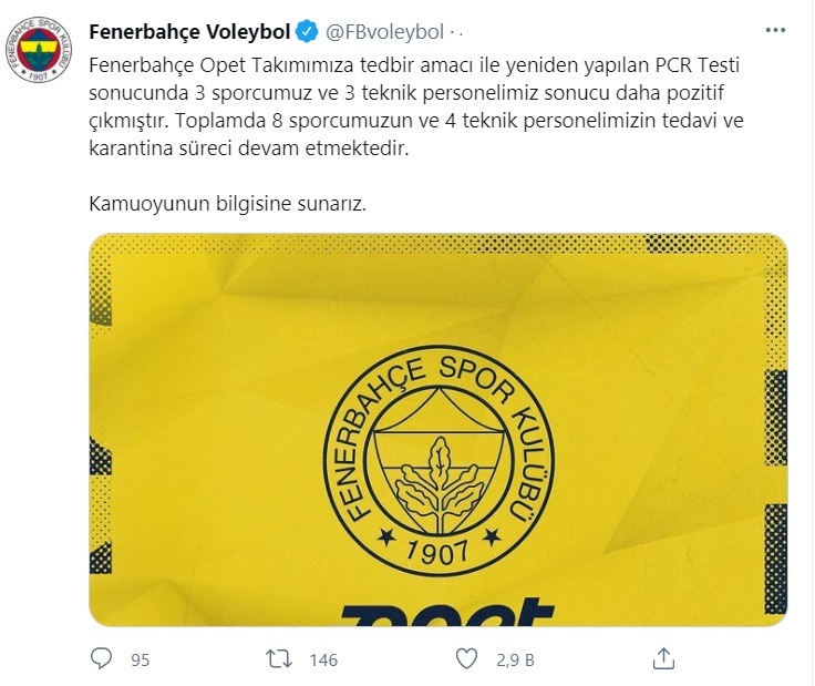 Fenerbahçe Opet'de Vaka Sayısı 12 oldu