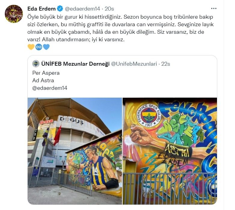 Eda Erdem'den Teşekkür