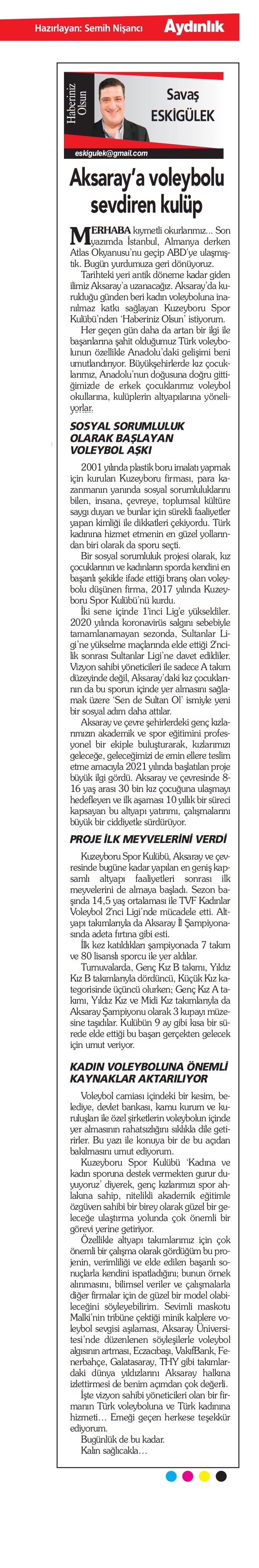 Aksaray’a Voleybolu Sevdiren Kulüp