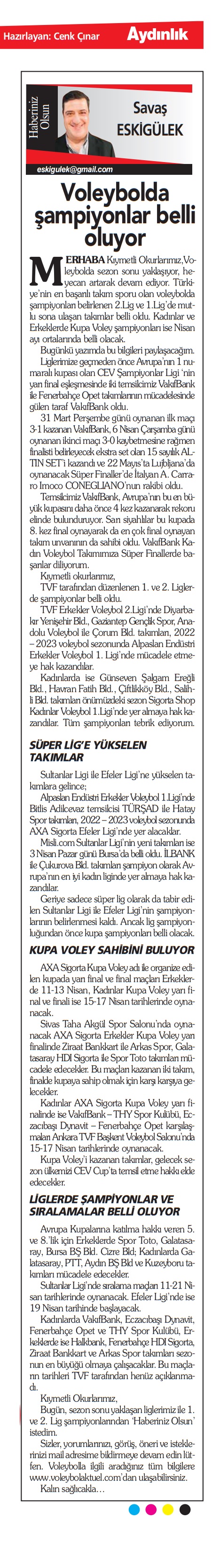 Voleybolda Şampiyonlar Belli Oluyor