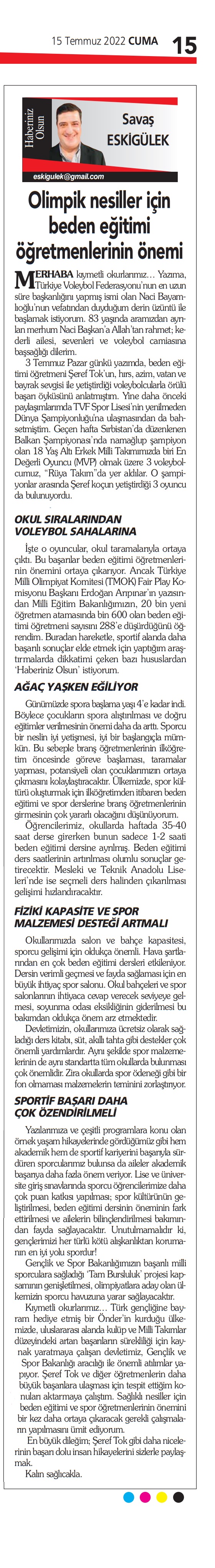 Olimpik Nesiller İçin Beden Eğitimi Öğretmenleri’nin Önemi