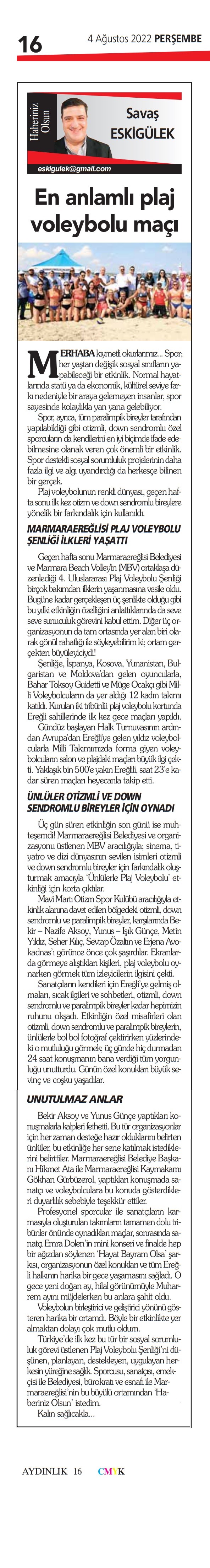 En Anlamlı Plaj Voleybolu Maçı