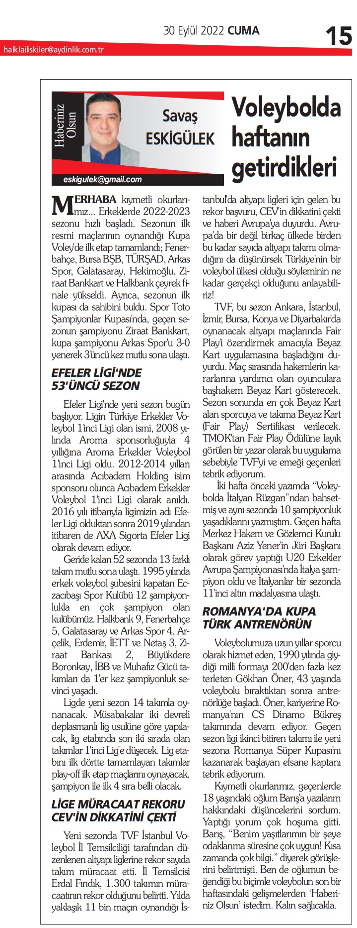 Voleybolda Haftanın Getirdikleri