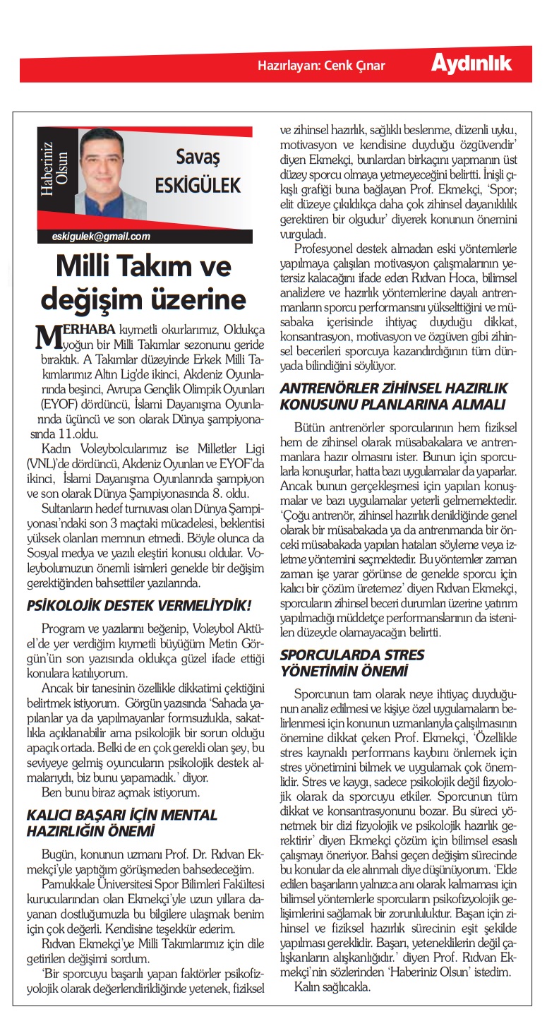 Milli Takım ve Değişim Üzerine