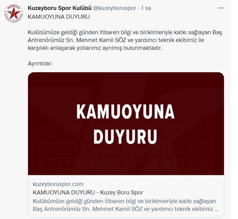 Kuzeyboru'da Kamil Söz ile yollar ayrıldı