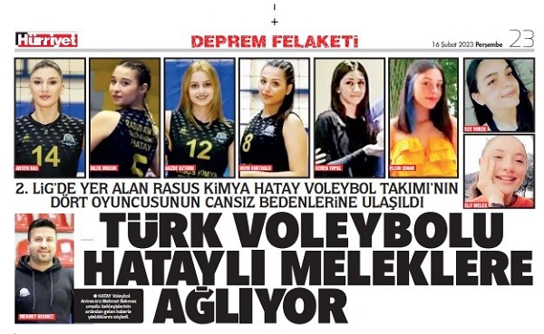 Türk Voleybolu Hataylı Meleklerine Ağlıyor