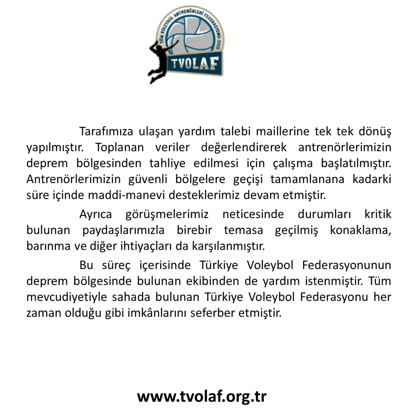 TVOLAF'tan Deprem Faaliyetleri Hakkında Bilgilendirme TVOLAF'tan Deprem Faaliyetleri Hakkında Bilgilendirme
