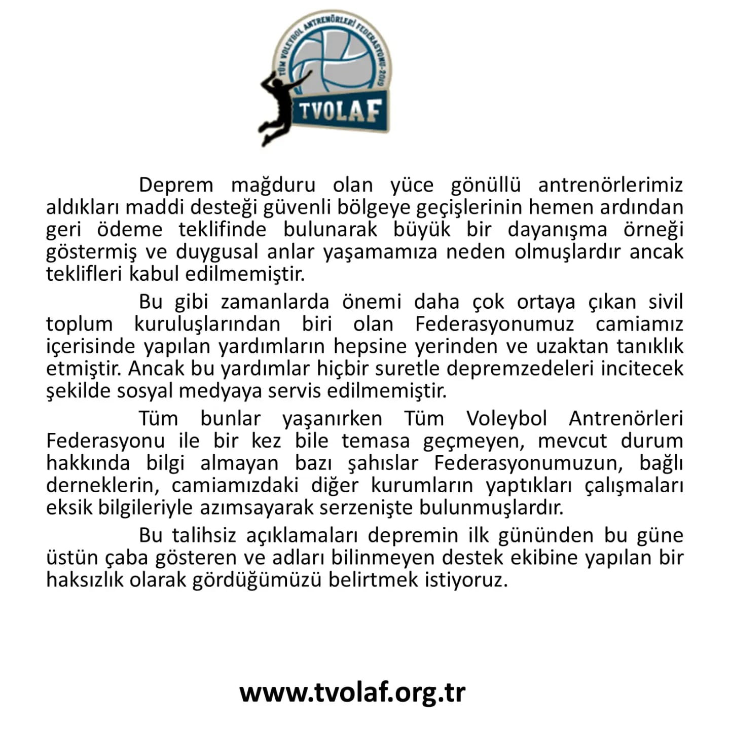 TVOLAF'tan Deprem Faaliyetleri Hakkında Bilgilendirme TVOLAF'tan Deprem Faaliyetleri Hakkında Bilgilendirme