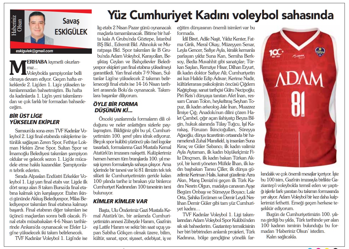100 Cumhuriyet Kadını Voleybol Sahasında