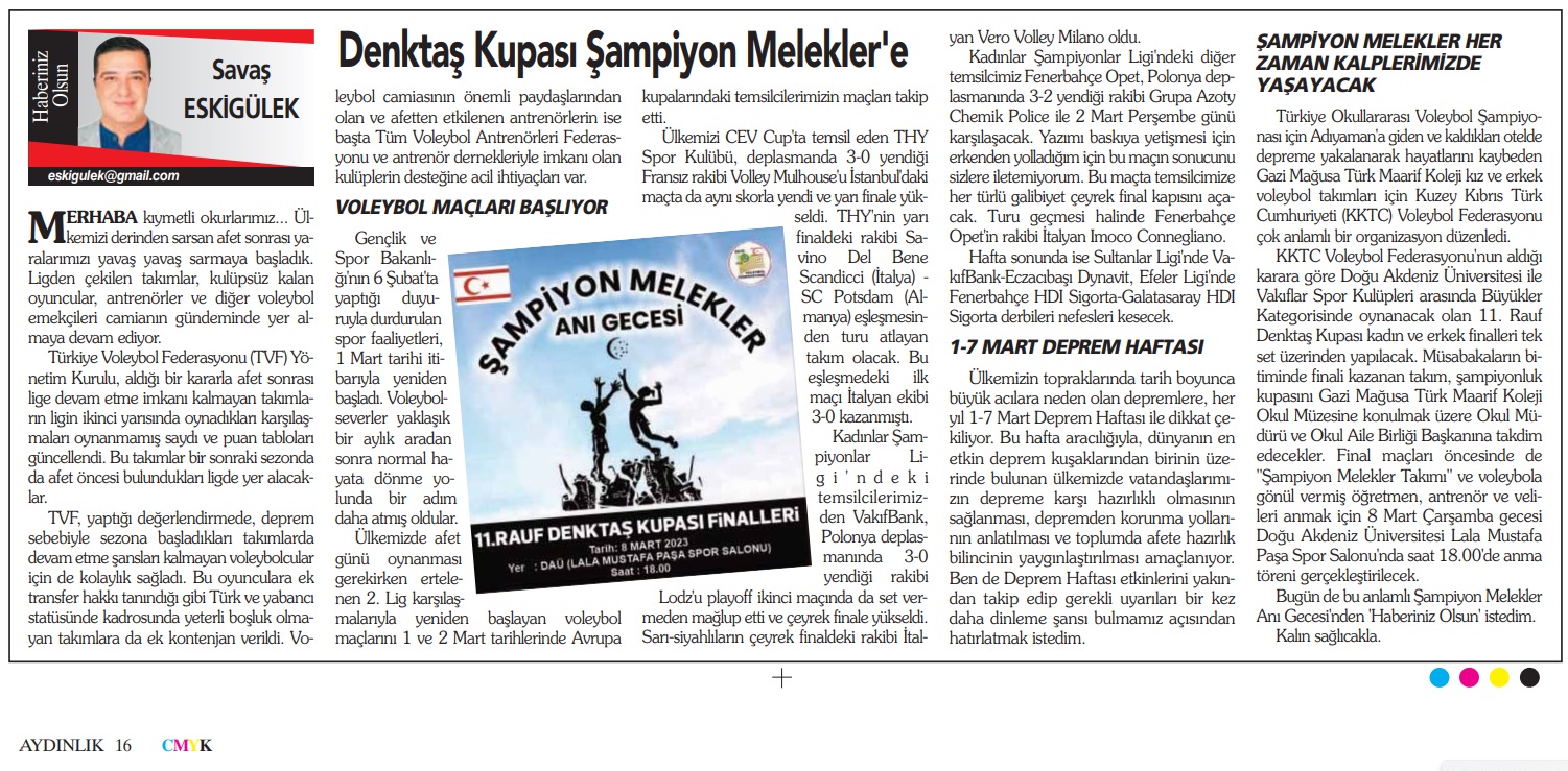 Denktaş Kupası Şampiyon Melekler’e