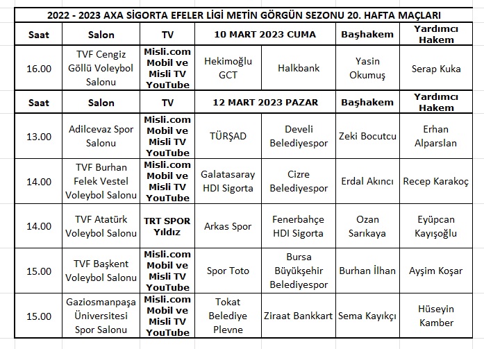 Efeler Ligi’nde 20. haftanın hakemleri açıklandı