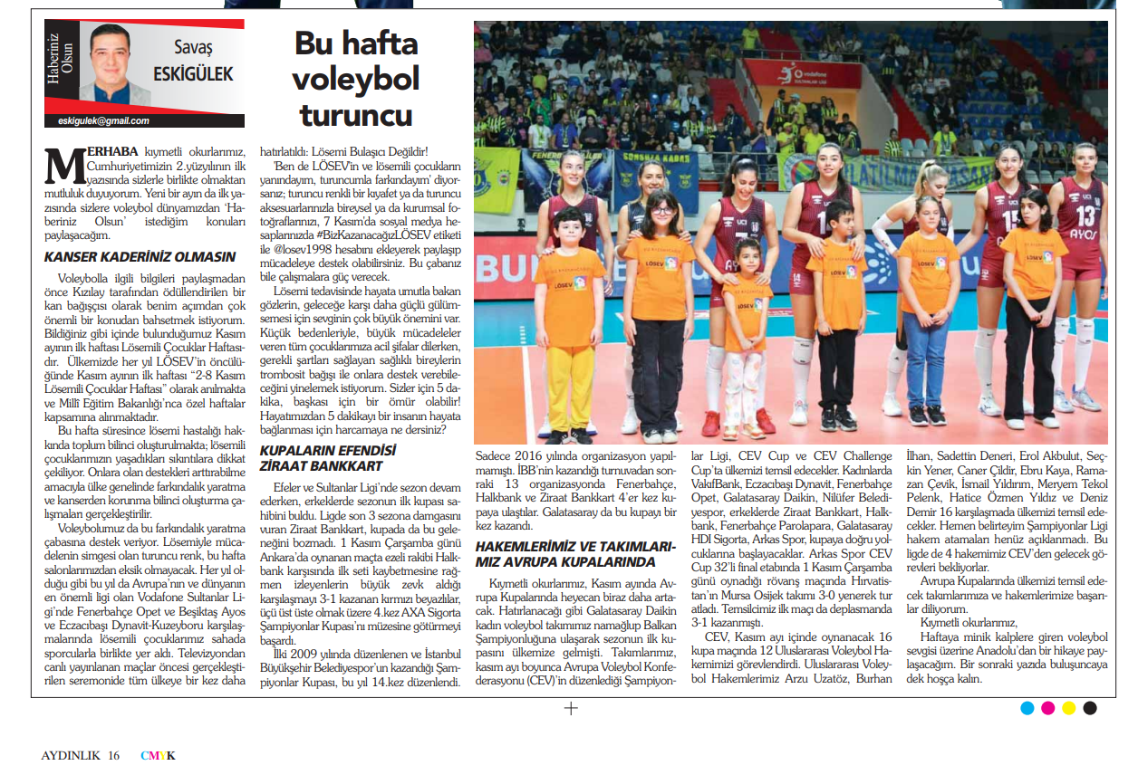 Voleybol Bu Hafta Turuncu