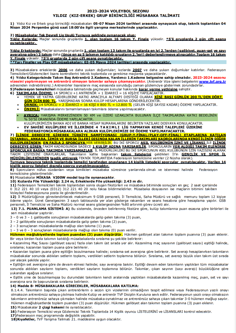Altyapı Türkiye Şampiyonası Yıldız Kategorisi (Kız-Erkek) Grup Müsabakalarının Tarihleri ve Yerleri Belli Oldu