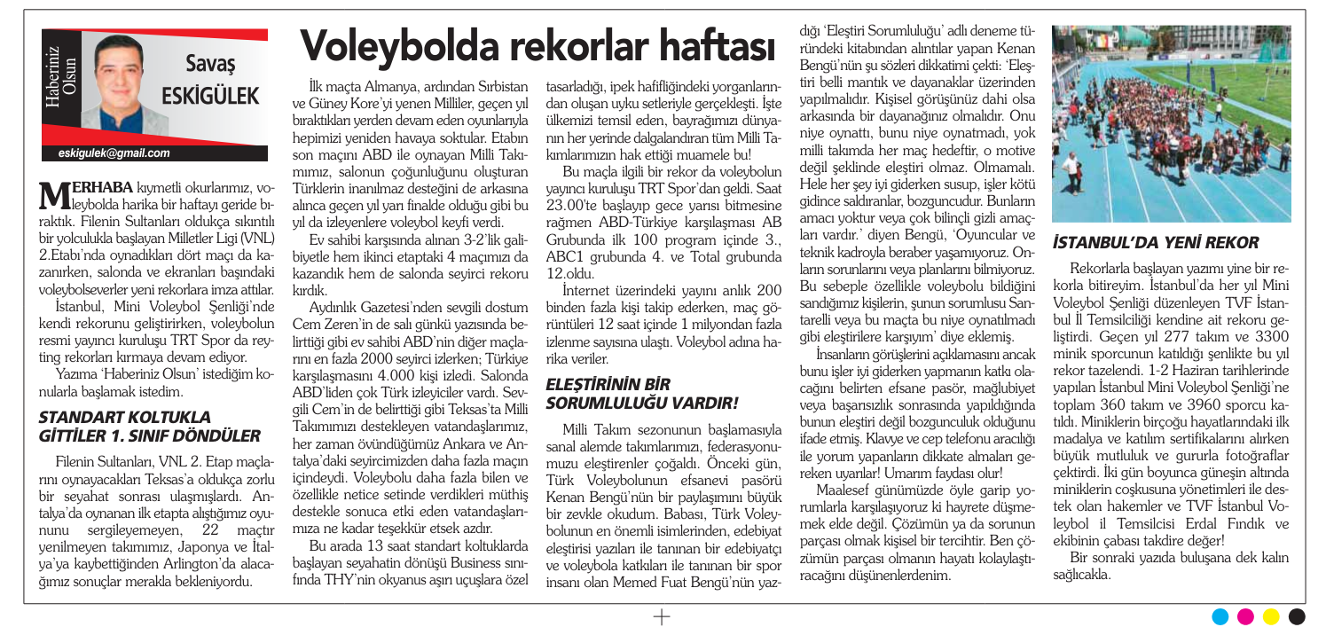 Voleybolda Rekorlar Haftası