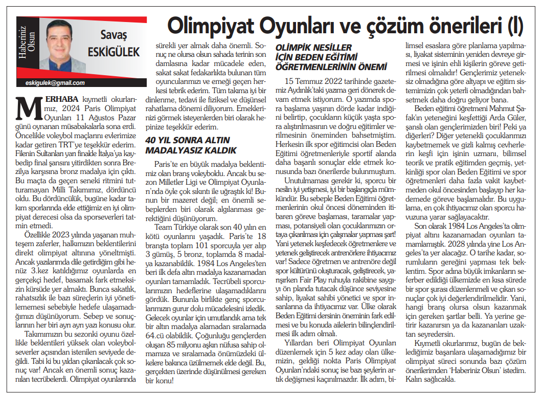 Olimpiyat Oyunları ve Çözüm Önerileri 1