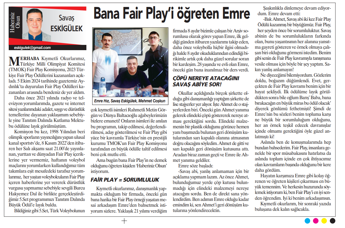 Bana Fair Play’i Öğreten Emre