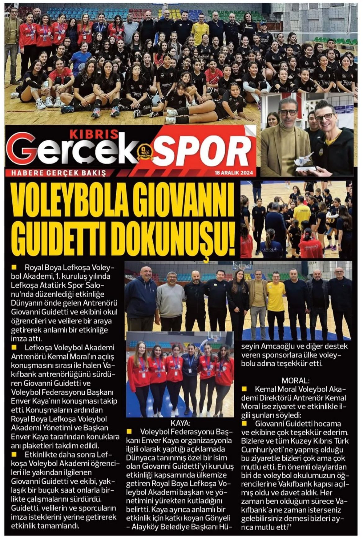 Guidetti, Royal Boya Lefkoşa Voleybol Akademi'nin 1. Kuruluş Yılı Etkinliklerine Katıldı