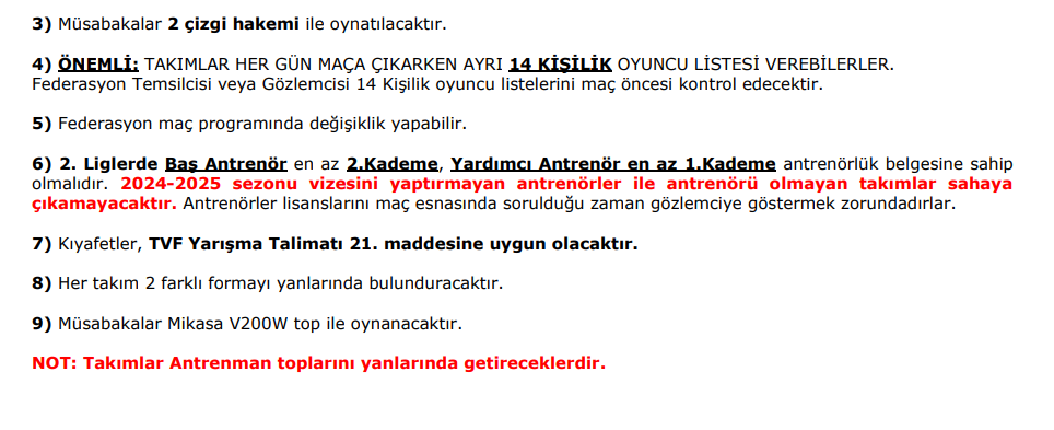 2.Lig Erkekler Yarı Final Fikstür-Talimat ve Antrenman Programı Açıklandı