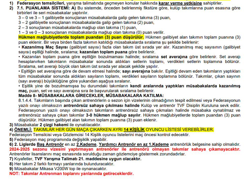 AXA Sigorta Erkekler 2.Lig Final Talimatı ve Antrenman Programı Belli Oldu