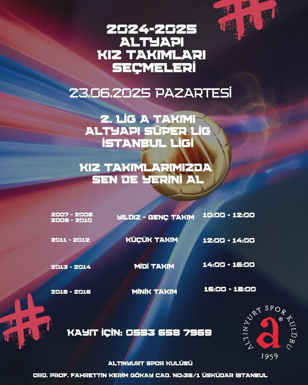 Altınyurt Kız Takımları Seçmeleri Başlıyor