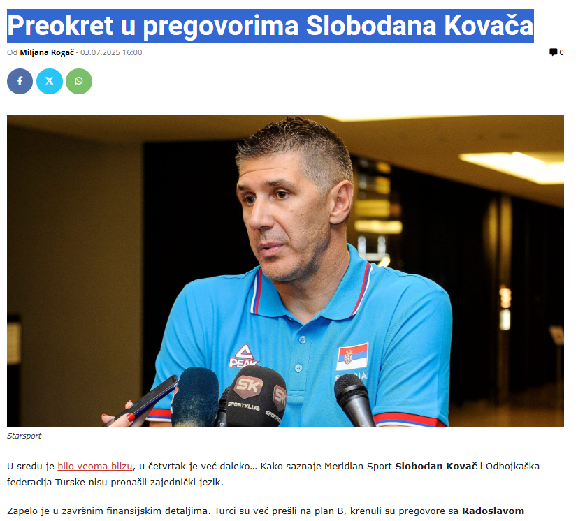 Meridian Sport: TVF Kovac ile anlaşamadı rotasını Stojčev'e çevirdi