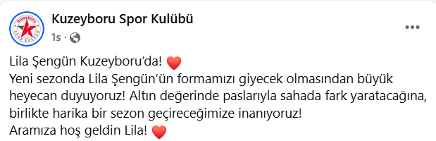 Kuzeyboru Lila Şengün transferi açıkladı