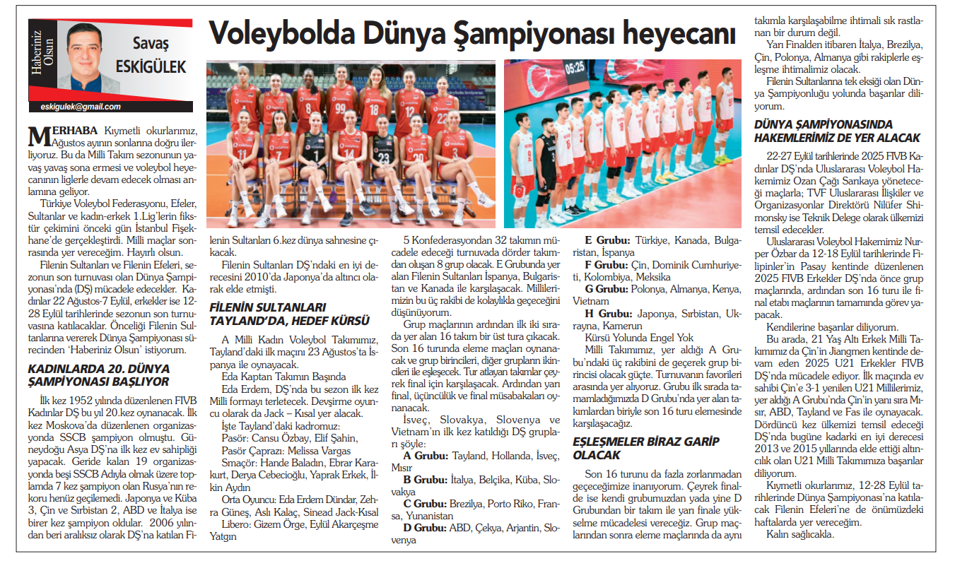 Voleybolda Dünya Şampiyonası heyecanı başlıyor