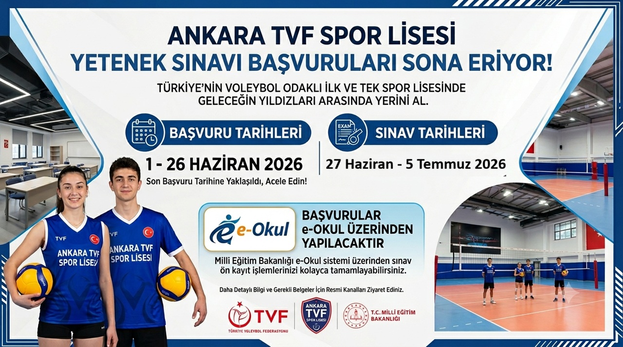 TVF Spor Lisesi'ne Başvurular 26 Haziran'da Sona Eriyor