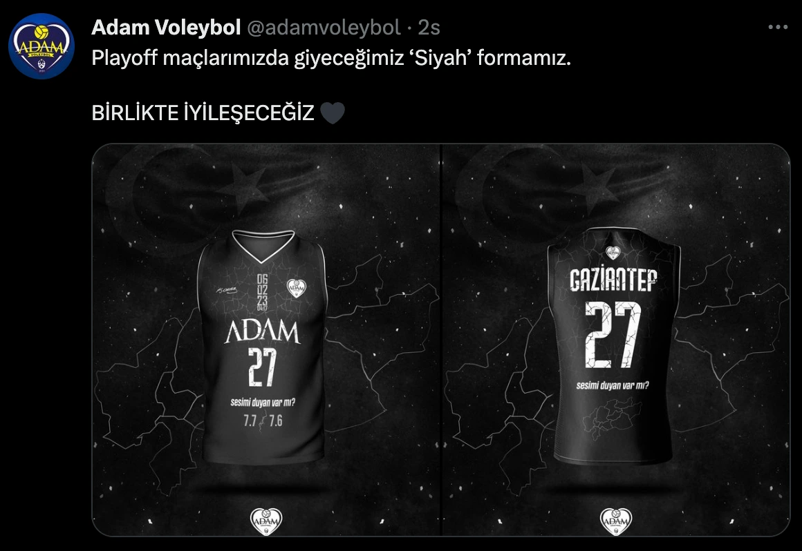 Adam Voleybol, TVF Kadınlar 1. Lig Play-Off maçlarına siyah formayla çıkacağını açıkladı. 2023